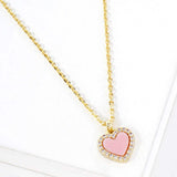 Gold Dipped CZ Stone Paved Rim Heart Pendant Necklace - Madeline Love - Flyclothing LLC