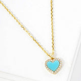 Gold Dipped CZ Stone Paved Rim Heart Pendant Necklace - Madeline Love - Flyclothing LLC