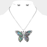Abalone Butterfly Pendant Necklace - Madeline Love - Flyclothing LLC