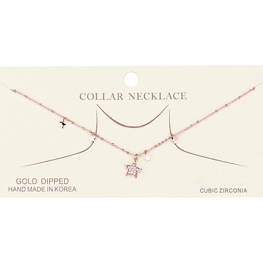 Gold Dipped Cubic Zirconia Pave Star Pendant Necklace - Madeline Love - Flyclothing LLC