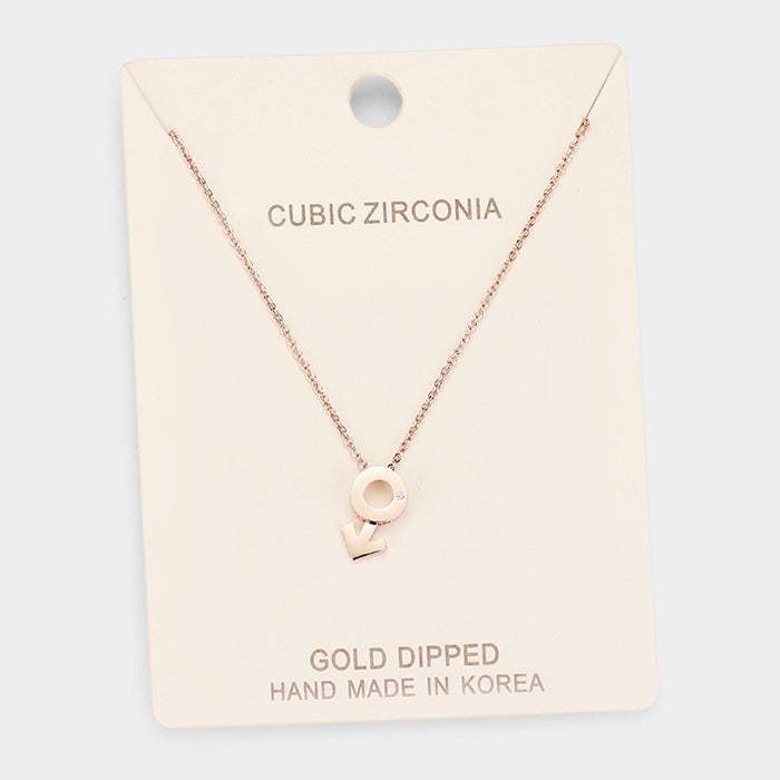 Gold Dipped Cubic Zirconia Female Astrological Sign Pendant Necklace - Madeline Love - Flyclothing LLC