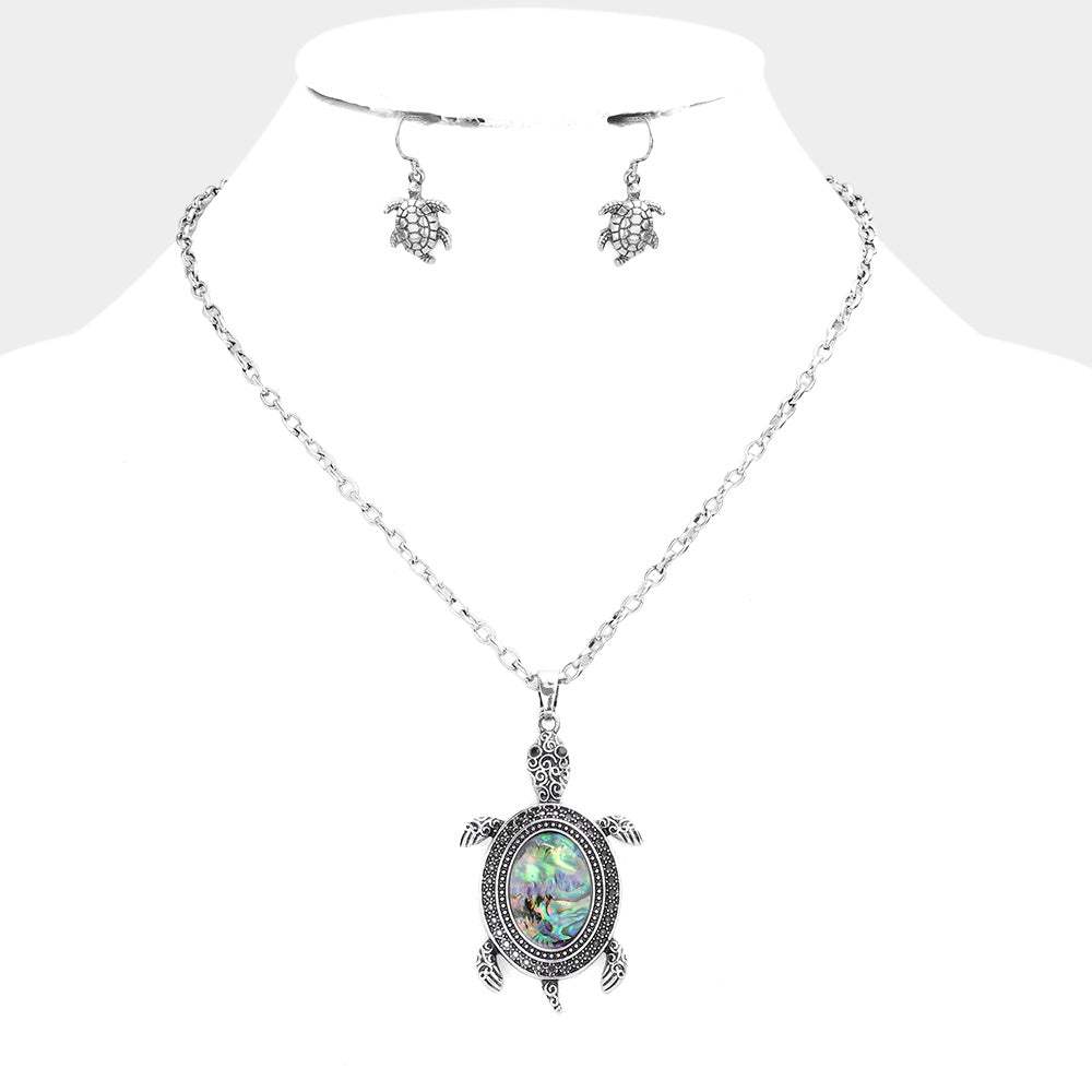 Abalone Turtle Pendant Necklace - Madeline Love - Flyclothing LLC