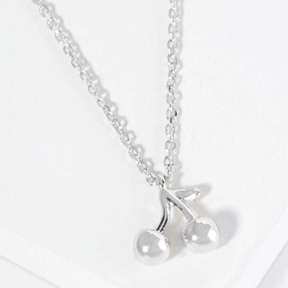 White Gold Dipped Cherry Pendant Necklace - Madeline Love - Flyclothing LLC