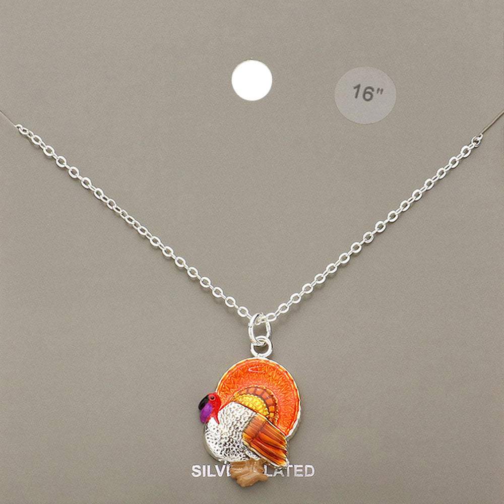Silver Plated Turkey Pendant Necklace - Madeline Love - Flyclothing LLC