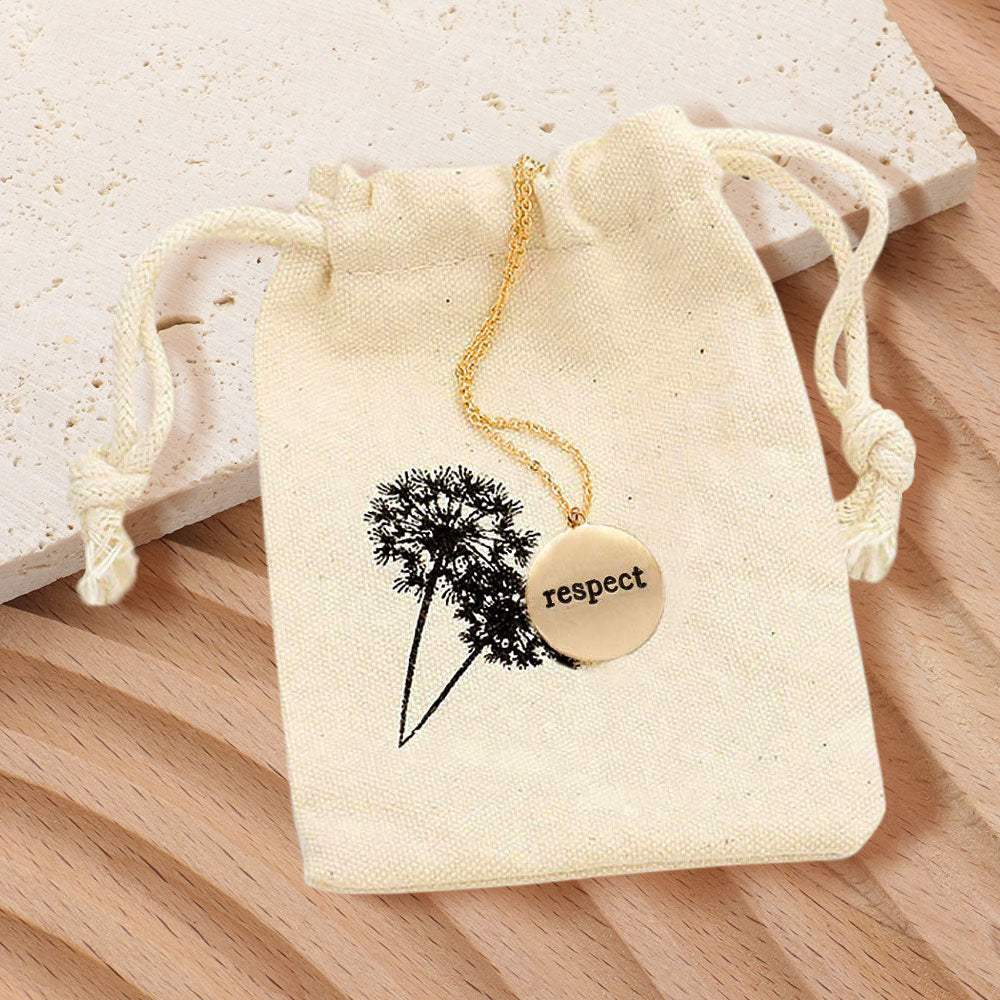 RESPECT Engraved Disc Pendant Necklace Gift Bag Set - Madeline Love - Flyclothing LLC