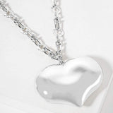 Gold Dipped Bold Puffy Heart Pendant Chunky Chain Necklace - Madeline Love - Flyclothing LLC