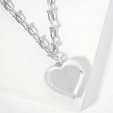 Gold Dipped Chunky Puff Heart Pendant Industrial Chain Necklace - Madeline Love - Flyclothing LLC
