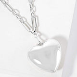 Gold Dipped Bold Puffy Heart Pendant Paperclip Link Chain Necklace - Madeline Love - Flyclothing LLC