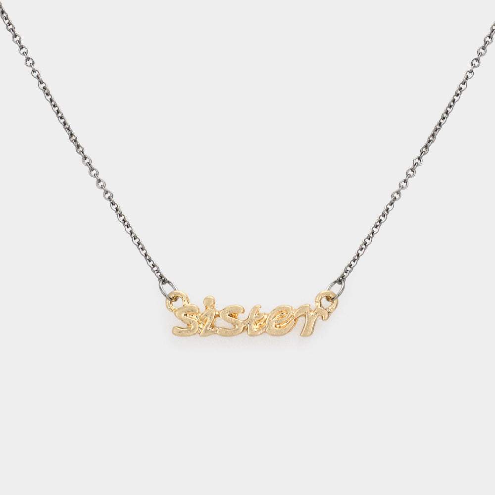 "Sister" Script Pendant Necklace - Madeline Love - Flyclothing LLC