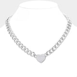 CZ Stone Paved Heart Pendant Toggle Necklace - Madeline Love - Flyclothing LLC