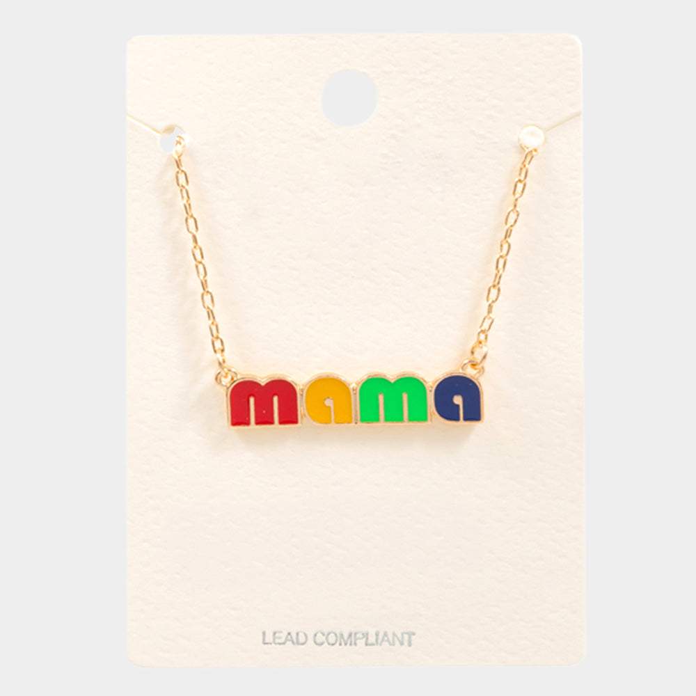 mama Enamel Message Pendant Necklace - Madeline Love - Flyclothing LLC