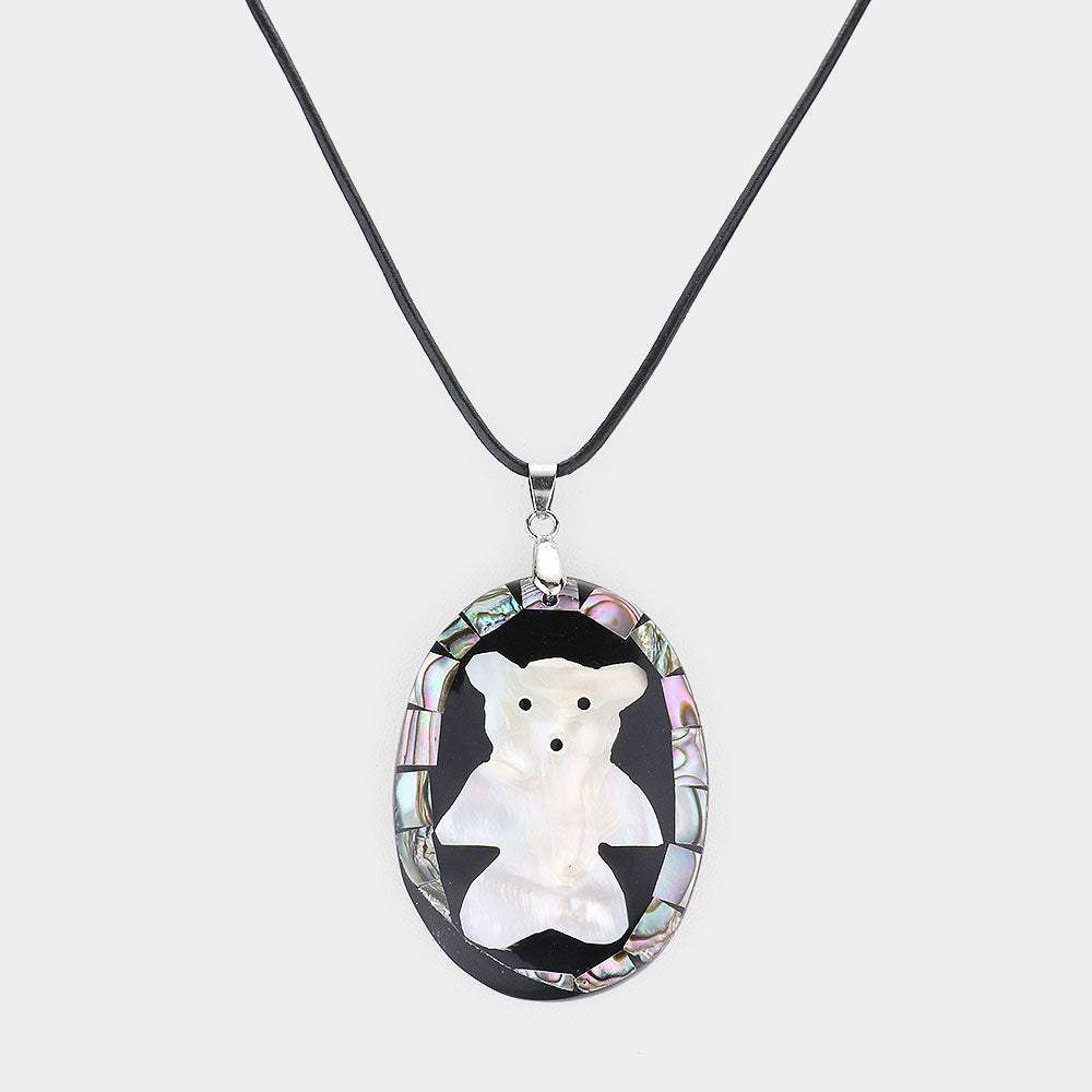 Abalone Bear Pendant Necklace - Madeline Love - Flyclothing LLC