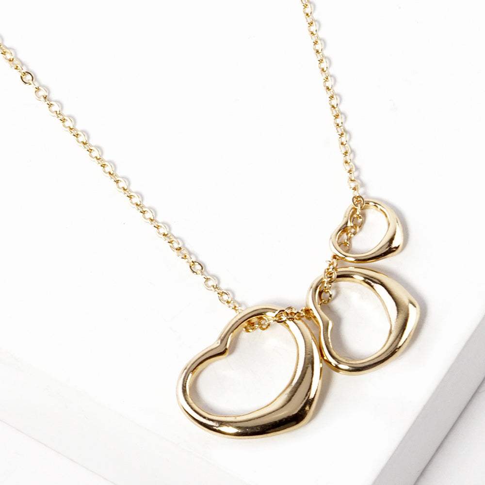 Triple Open Heart Pendant Necklace - Madeline Love - Flyclothing LLC
