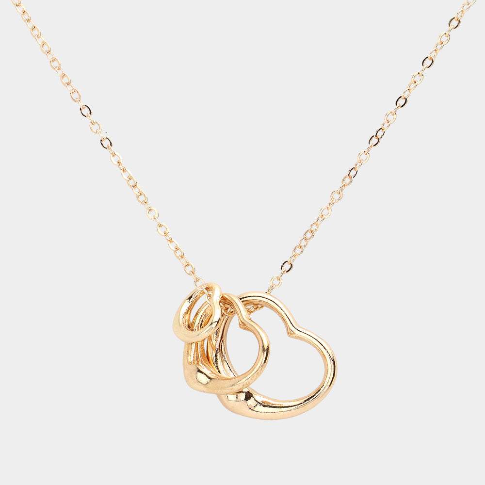 Triple Open Heart Pendant Necklace - Madeline Love - Flyclothing LLC