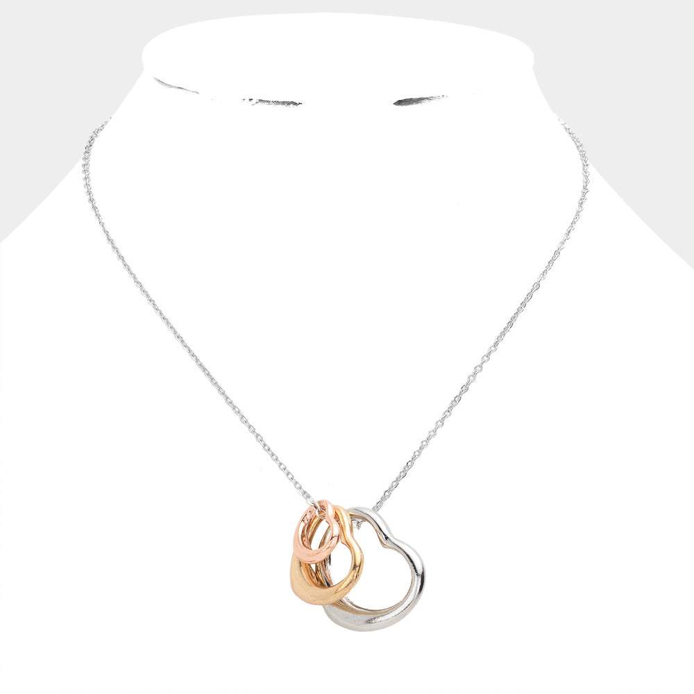 Triple Open Heart Pendant Necklace - Madeline Love - Flyclothing LLC