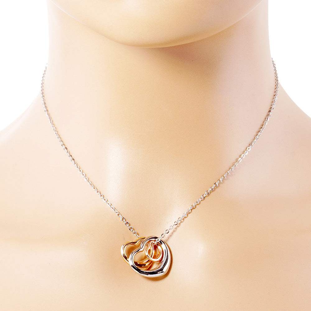 Triple Open Heart Pendant Necklace - Madeline Love - Flyclothing LLC