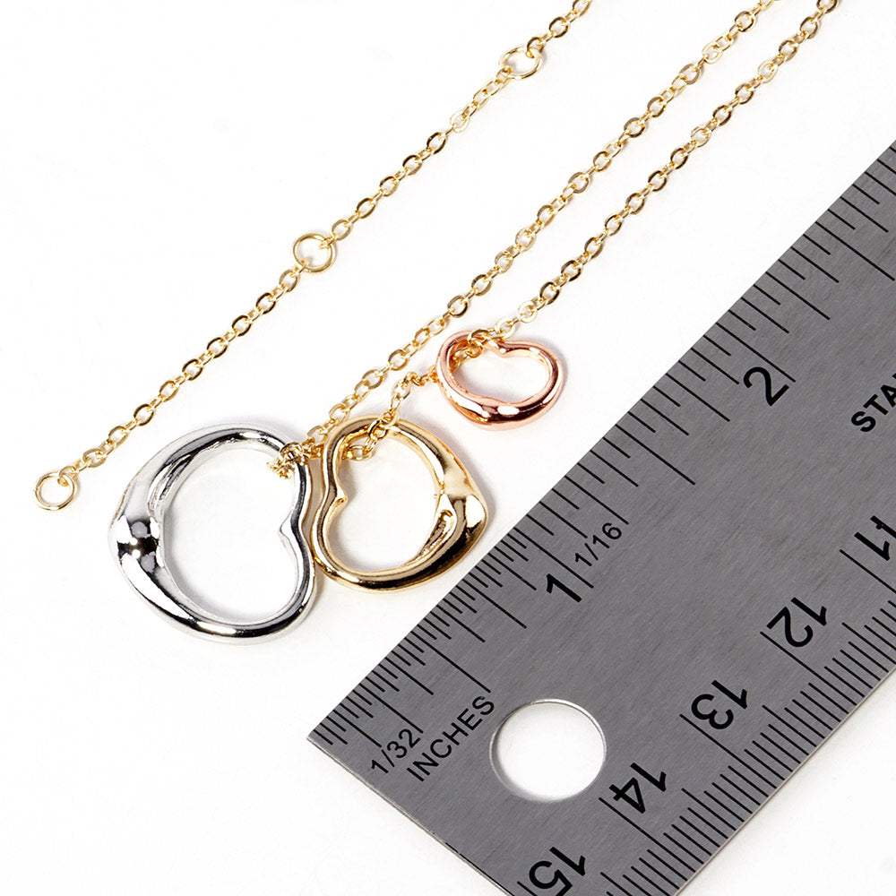 Triple Open Heart Pendant Necklace - Madeline Love - Flyclothing LLC