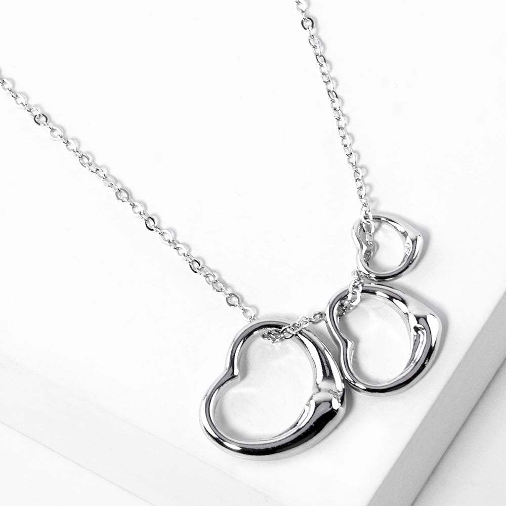 Triple Open Heart Pendant Necklace - Madeline Love - Flyclothing LLC