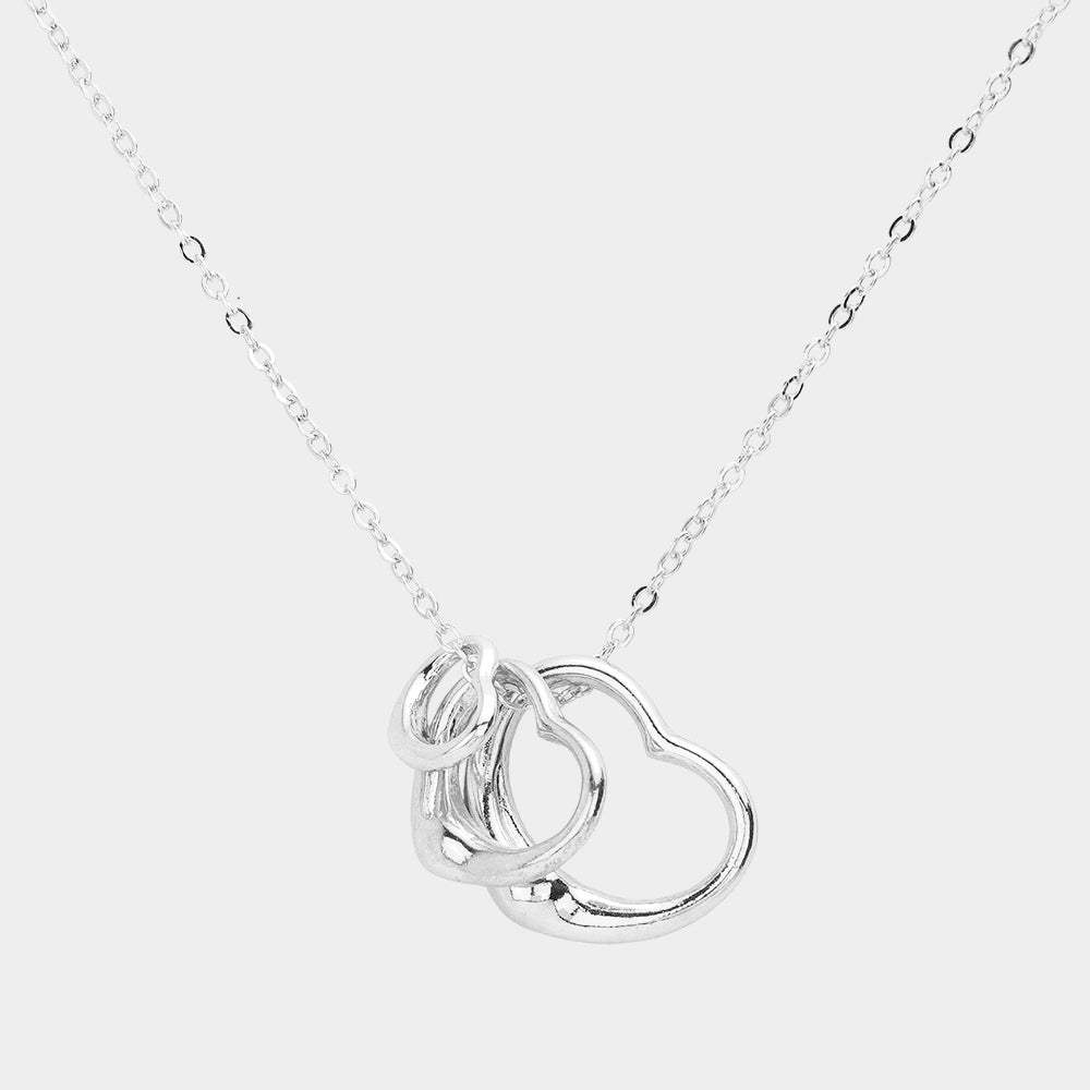Triple Open Heart Pendant Necklace - Madeline Love - Flyclothing LLC