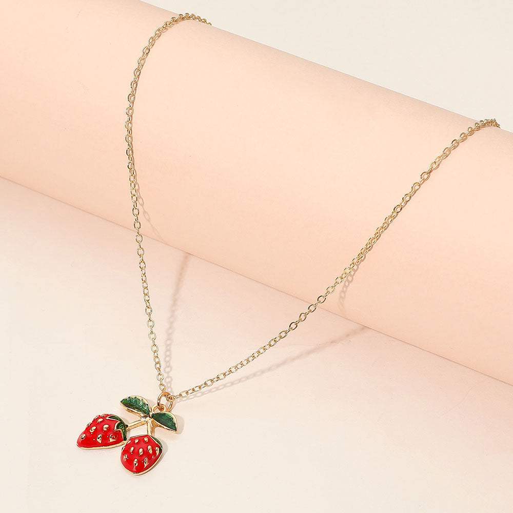 Double Strawberry Pendant Necklace - Madeline Love - Flyclothing LLC