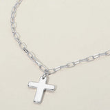 Metal Cross Charm Pendant Paperclip Chain Necklace - Madeline Love - Flyclothing LLC