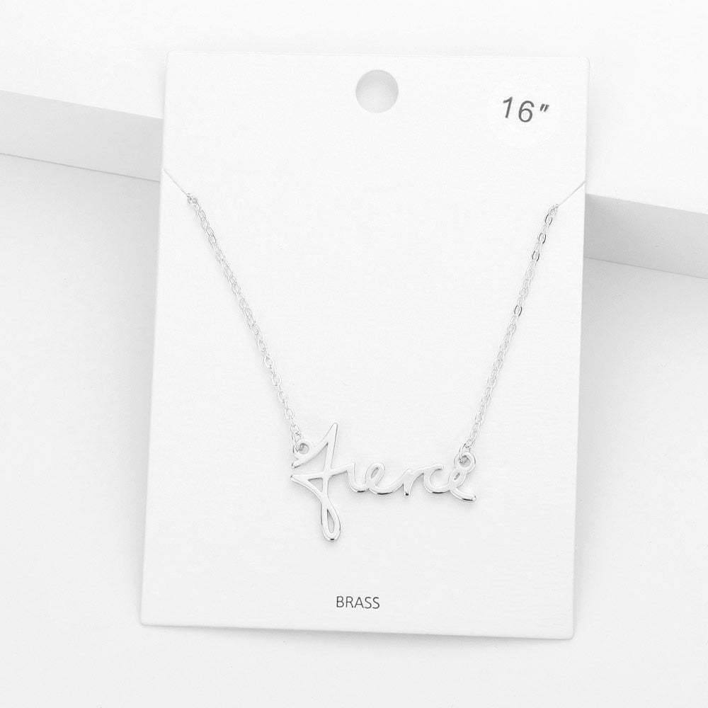 fierce Brass Metal Message Pendant Necklace - Madeline Love - Flyclothing LLC