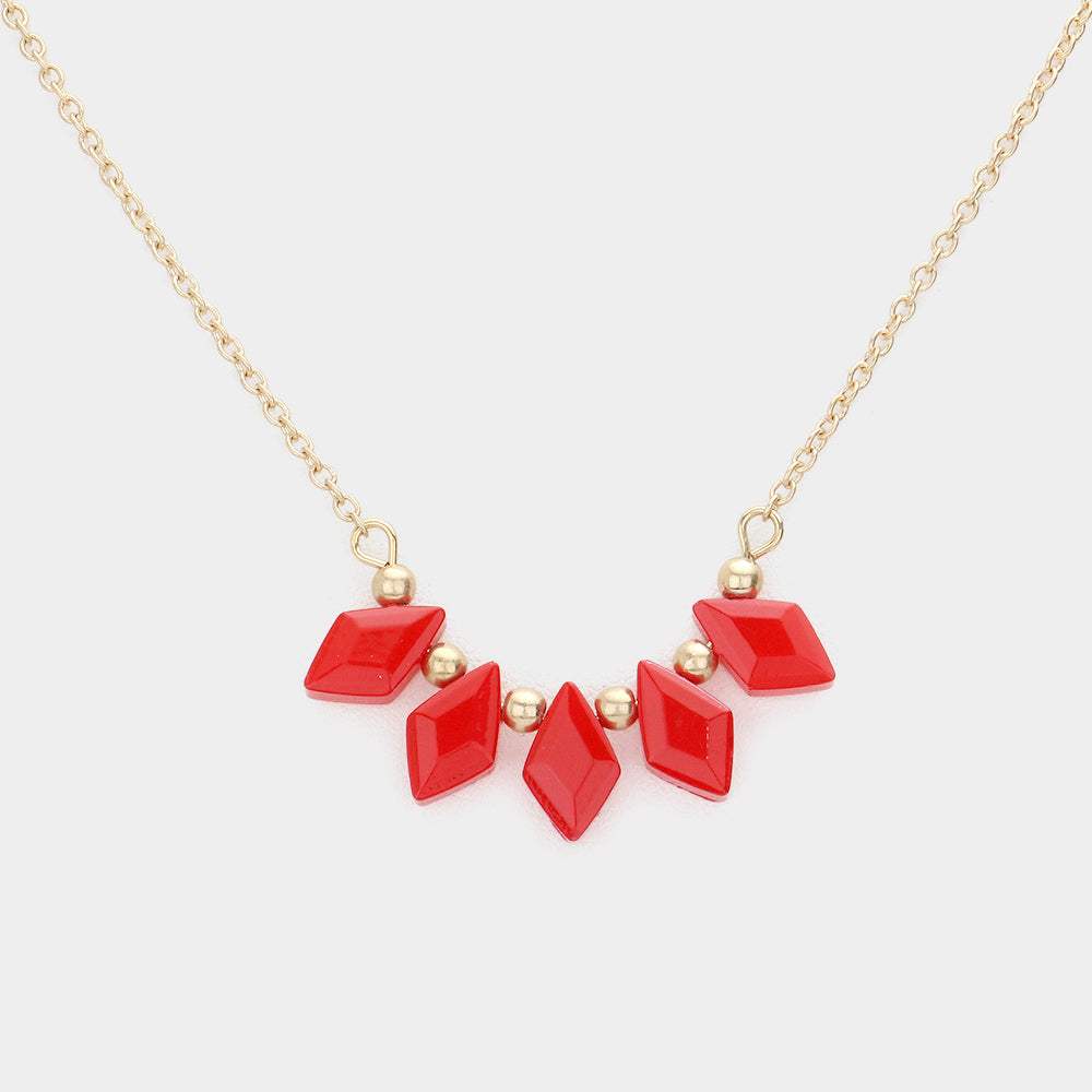Rhombus Beaded Pendant Necklace - Madeline Love - Flyclothing LLC