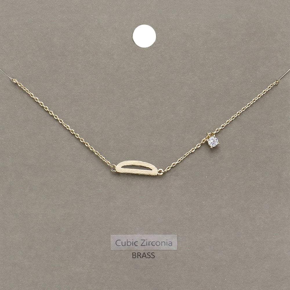 D Brass Metal Cubic Zirconia Initial Monogram Pendant Necklace - Madeline Love - Flyclothing LLC