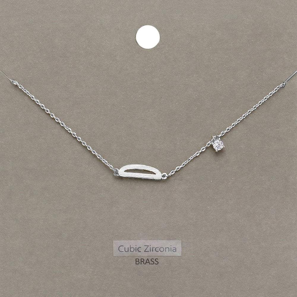 D Brass Metal Cubic Zirconia Initial Monogram Pendant Necklace - Madeline Love - Flyclothing LLC