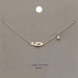 G Brass Metal Cubic Zirconia Initial Monogram Pendant Necklace - Madeline Love - Flyclothing LLC