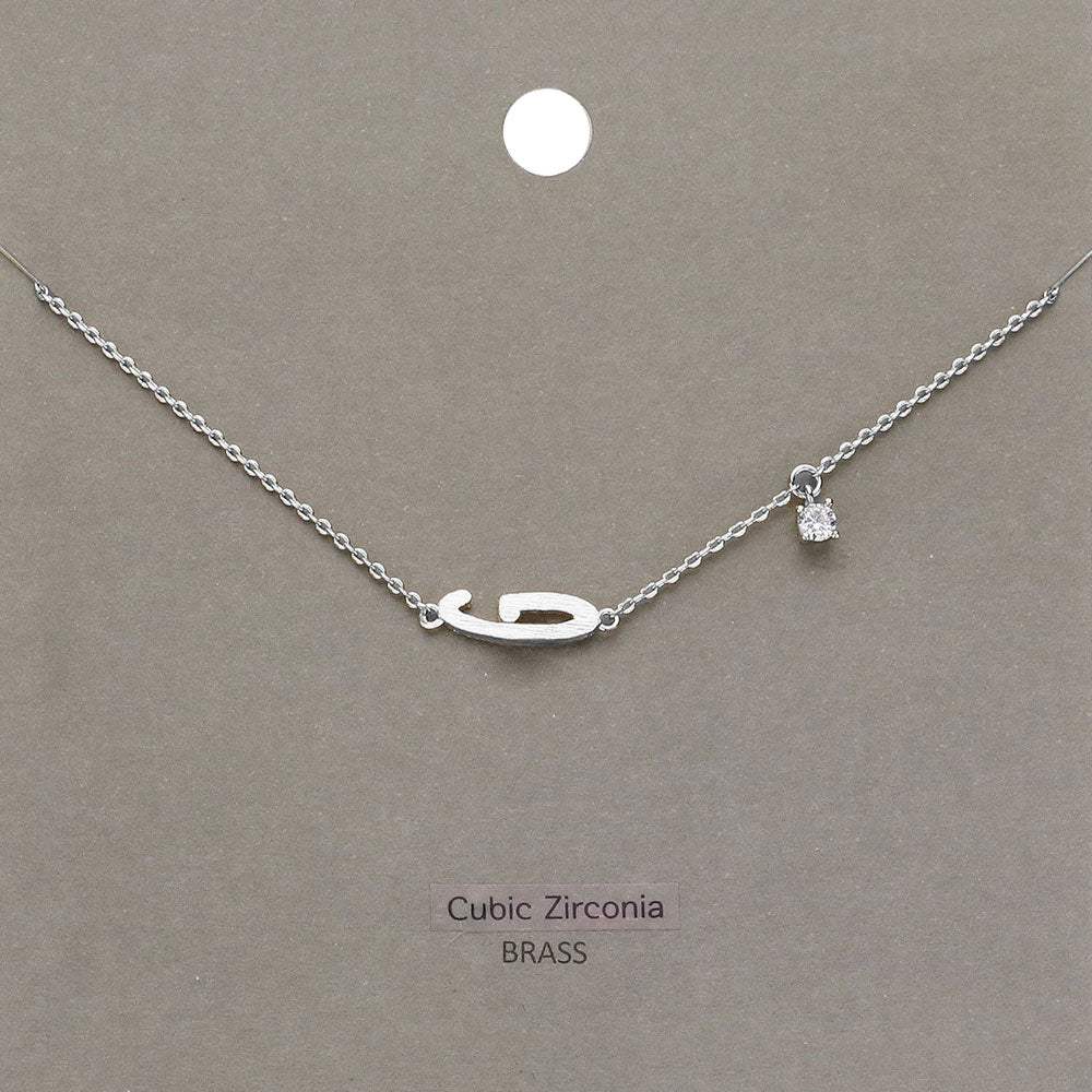 G Brass Metal Cubic Zirconia Initial Monogram Pendant Necklace - Madeline Love - Flyclothing LLC