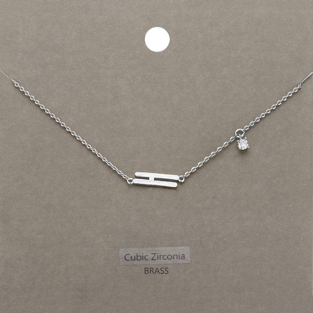 H Brass Metal Cubic Zirconia Initial Monogram Pendant Necklace - Madeline Love - Flyclothing LLC