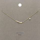 L Brass Metal Cubic Zirconia Initial Monogram Pendant Necklace - Madeline Love - Flyclothing LLC