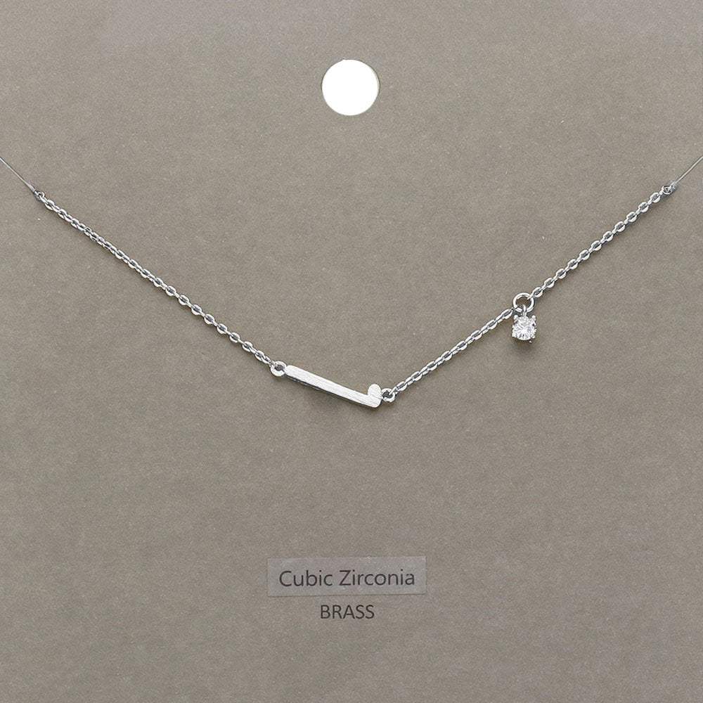 L Brass Metal Cubic Zirconia Initial Monogram Pendant Necklace - Madeline Love - Flyclothing LLC