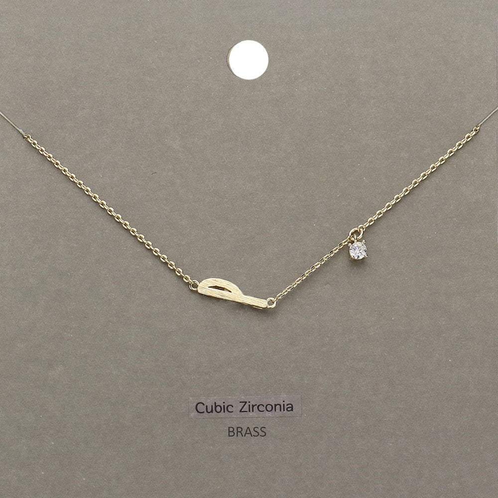 P Brass Metal Cubic Zirconia Initial Monogram Pendant Necklace - Madeline Love - Flyclothing LLC
