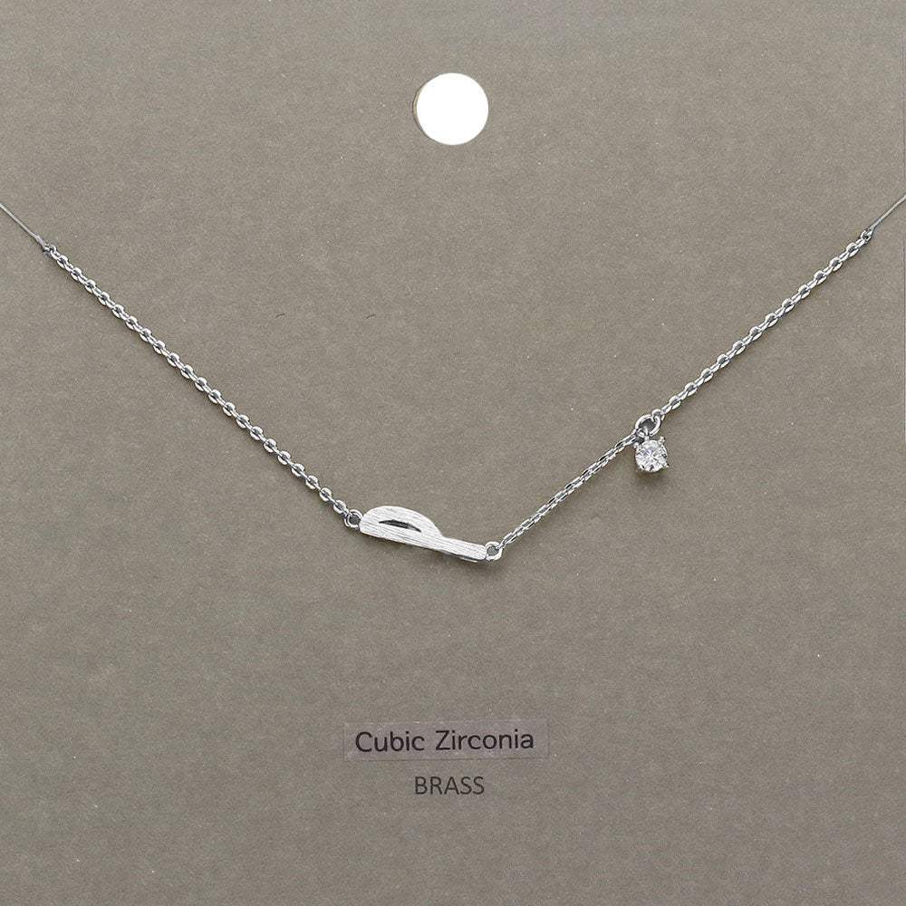 P Brass Metal Cubic Zirconia Initial Monogram Pendant Necklace - Madeline Love - Flyclothing LLC