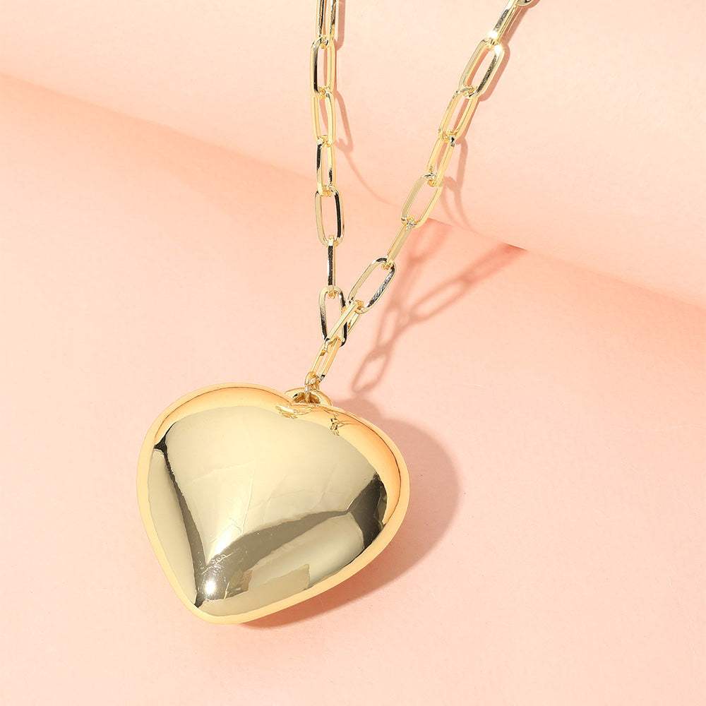 Metal Puffy Heart Pendant Paperclip Chain Necklace - Madeline Love - Flyclothing LLC