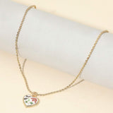 Butterfly Flower Enamel Detailed Heart Pendant Necklace - Madeline Love - Flyclothing LLC