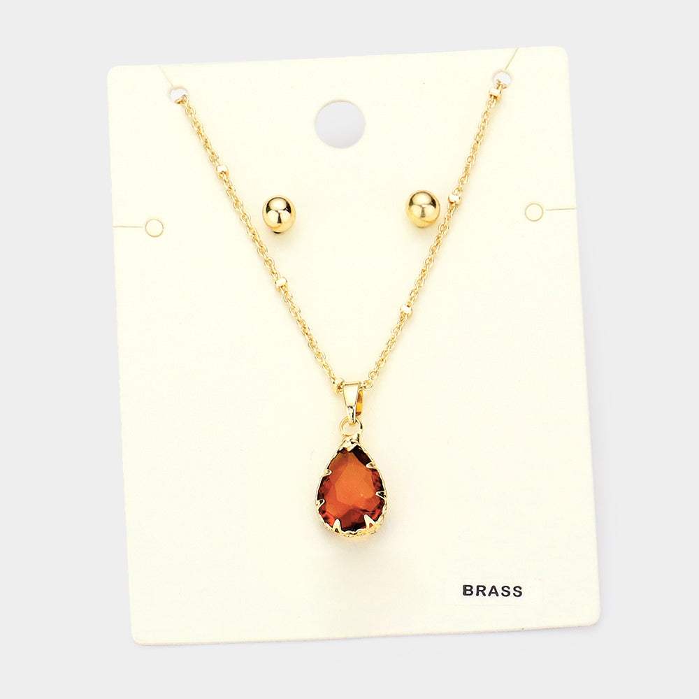 Brass Metal Teardrop Pendant Necklace - Madeline Love - Flyclothing LLC