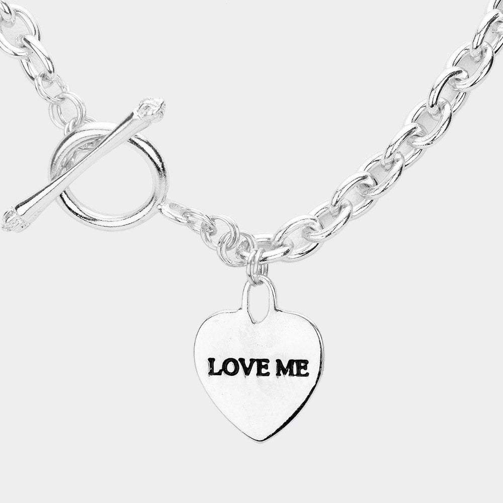Love Me Heart Pendant Chain Toggle Necklace - Madeline Love - Flyclothing LLC