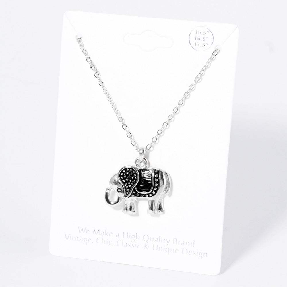 Metal Elephant Pendant Necklace - Madeline Love - Flyclothing LLC