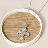 Stone Paved Fleur de Lis Pendant Necklace - Madeline Love - Flyclothing LLC