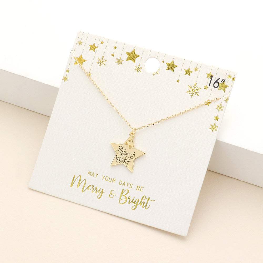 Starry Night Message Metal Star Pendant Necklace - Madeline Love - Flyclothing LLC