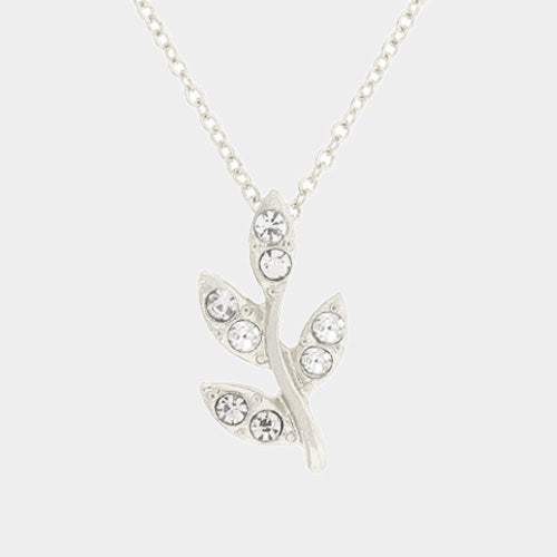 Crystal leaf twig pendant necklace - Madeline Love - Flyclothing LLC