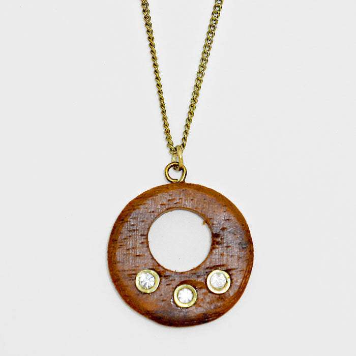Wood Disc Cutout Pendant Necklace - Madeline Love - Flyclothing LLC