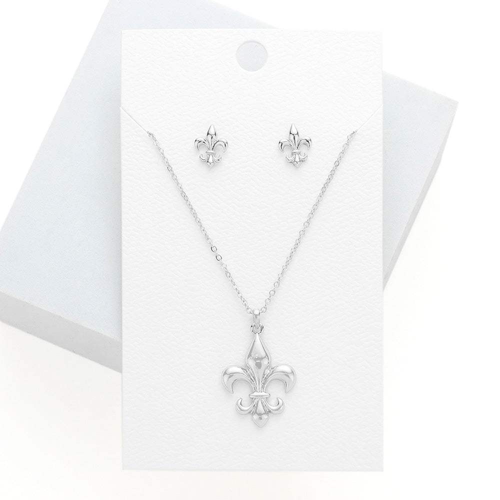 Metal Fleur de Lis Pendant Necklace - Madeline Love - Flyclothing LLC