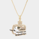 Pave Glass Crystal Pearl Accented ELEPHANT Pendant Necklace - Madeline Love - Flyclothing LLC