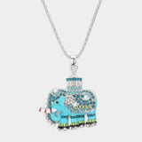 Pave Glass Crystal Pearl Accented ELEPHANT Pendant Necklace - Madeline Love - Flyclothing LLC
