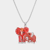 Oval Stone Accented Enamel Elephant Pendant Necklace - Madeline Love - Flyclothing LLC