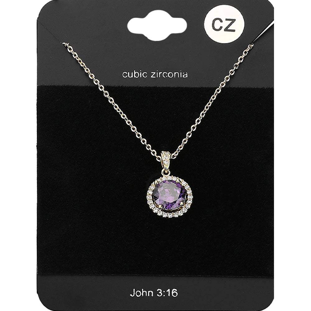 CZ Round Pendant Necklace - Madeline Love - Flyclothing LLC